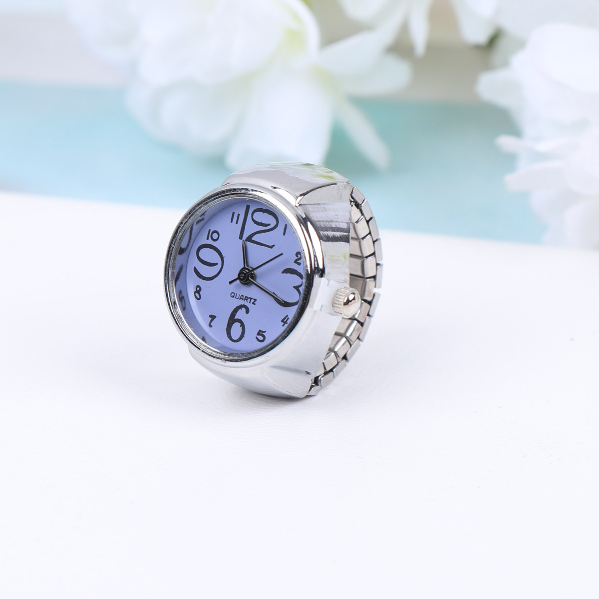 Luxury Watch White - 2Pcs Ring Watch for Women Men