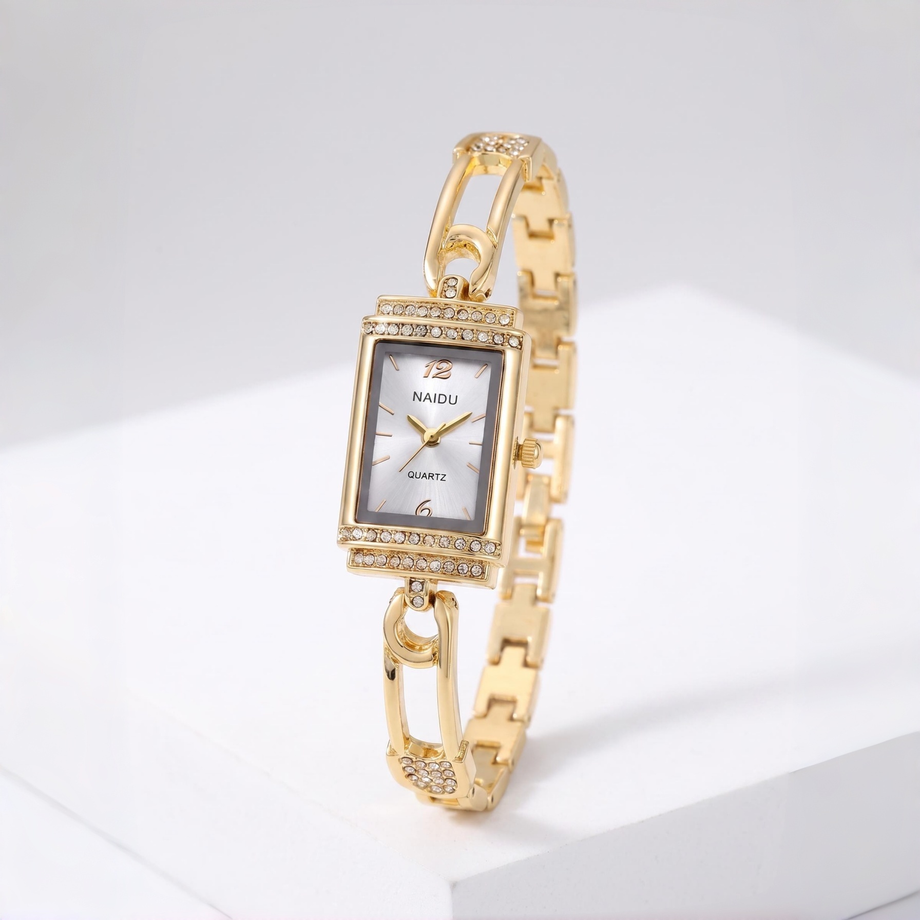 Luxury Watch White - White Dial Quartz Watch with Rhinestone