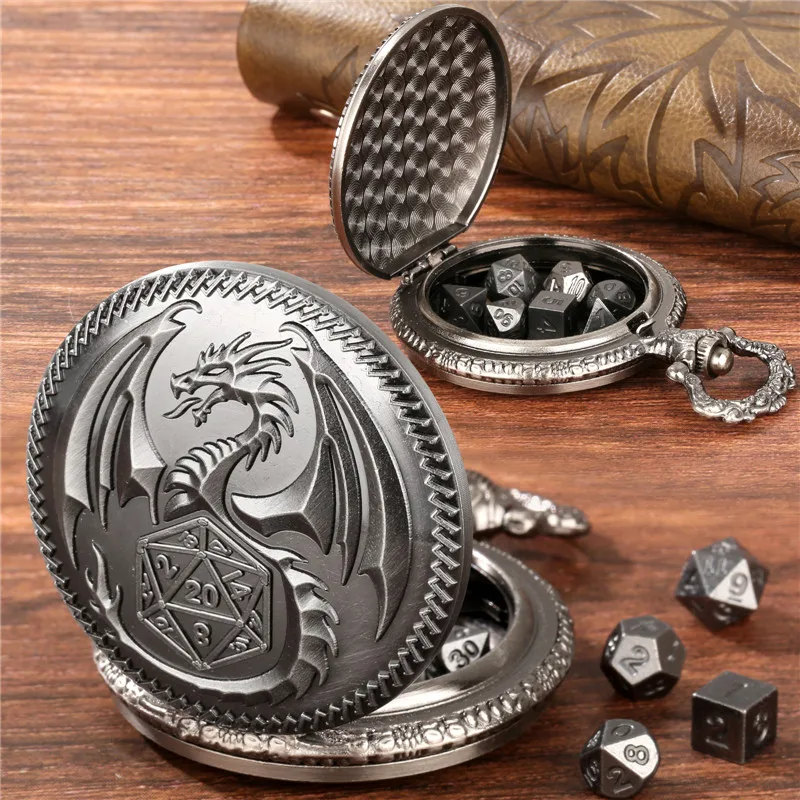 Bronze Case Watch - Vintage 7 X Metal Polyhedral Dice