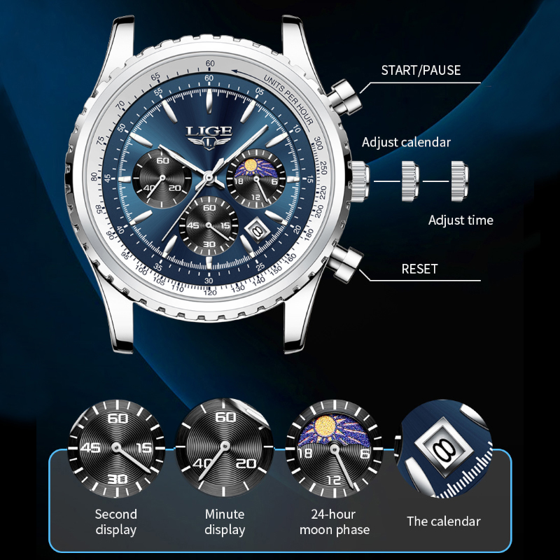 LIGE Brand Luxury Quartz Man W - đánh giá và giá Zen Luxury Watch