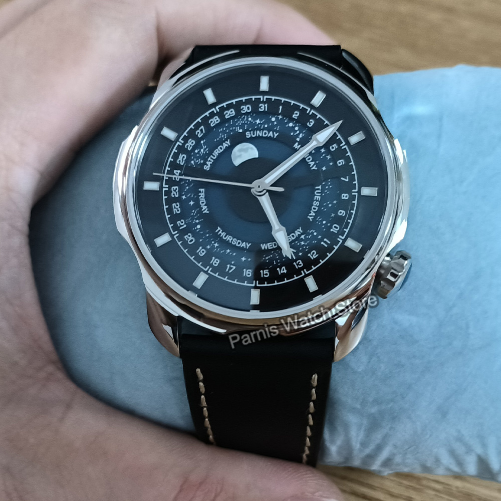 42mm Parnis Blue Romantic Star - đánh giá và giá Guilloché Dial Watch