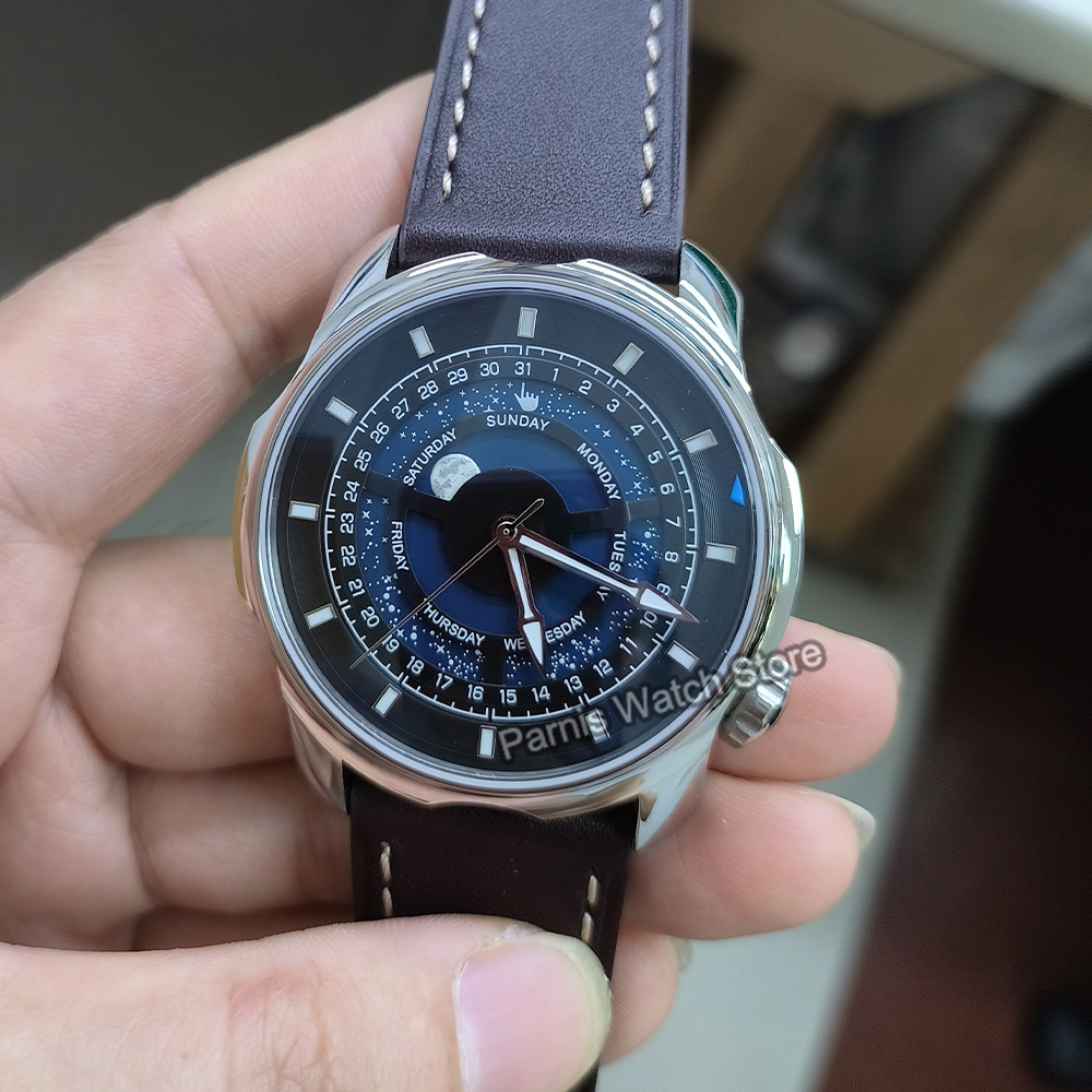 42mm Parnis Blue Romantic Star - đánh giá và giá Guilloché Dial Watch