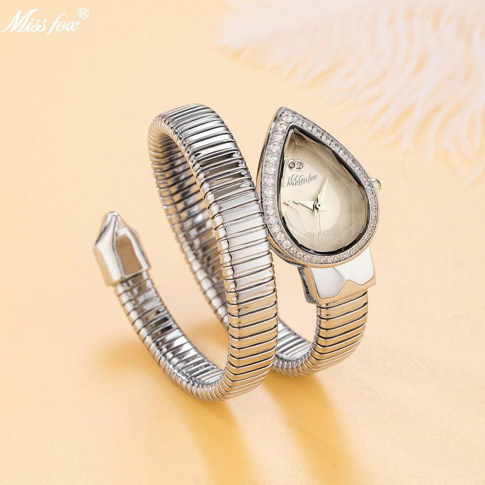 MISSFOX Snake Shape Diamond Wa - đánh giá và giá Luxury Watch White